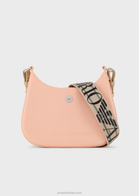 kadınlar Armani geri dönüştürülmüş pvc sakızlı çanta omuzdan askili çanta pembe T8HD642