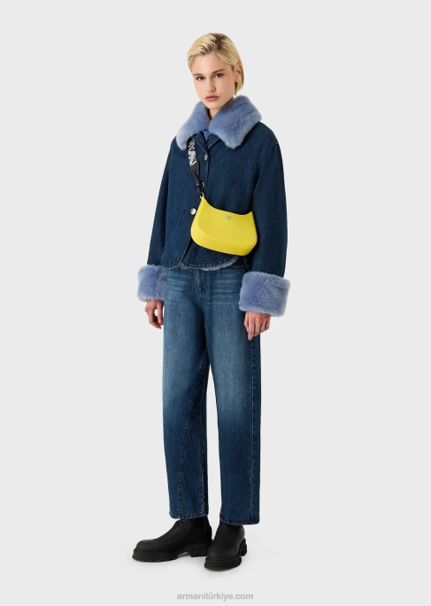 kadınlar Armani geri dönüştürülmüş pvc sakızlı çanta omuzdan askili çanta sarı T8HD645