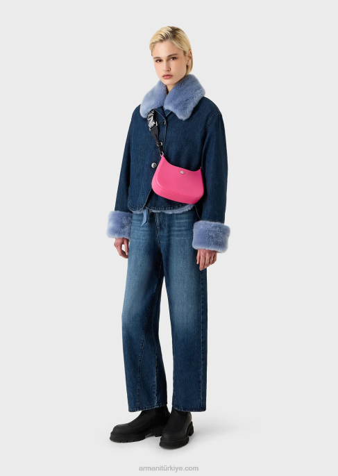 kadınlar Armani geri dönüştürülmüş pvc sakızlı çanta omuzdan askili çanta yeşil T8HD647