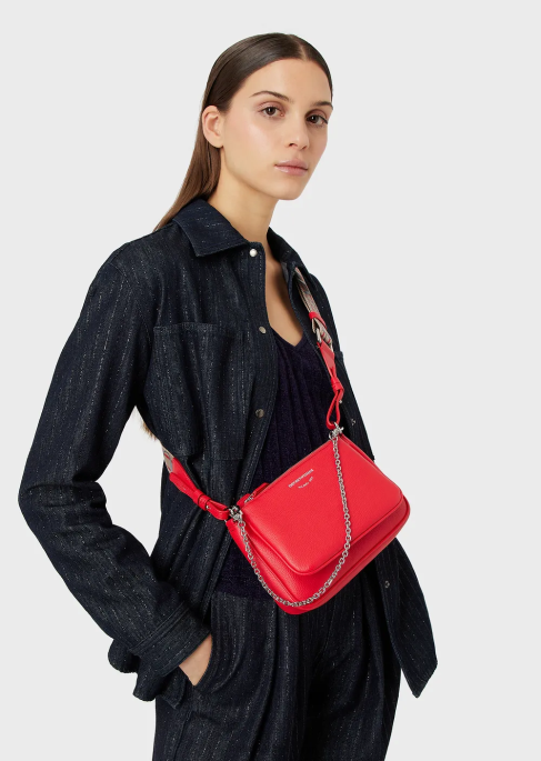 kadınlar Armani omuz askılı geyik desenli ikili mini çanta kırmızı T8HD653