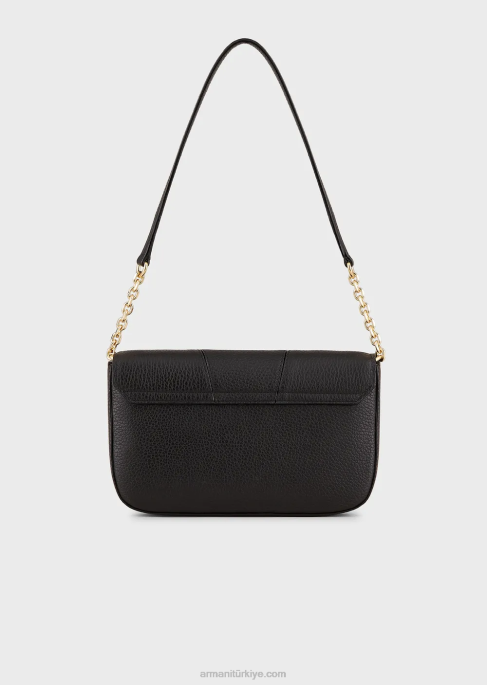 kadınlar Armani zincir askılı geyik desenli deri omuz çantası siyah T8HD640