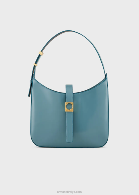 kadınlar Armani fırçalanmış deri hobo çanta petrol T8HD743