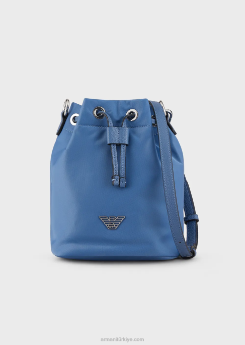 kadınlar Armani seyahat şartları geri dönüştürülmüş naylon kova çantası masmavi T8HD741