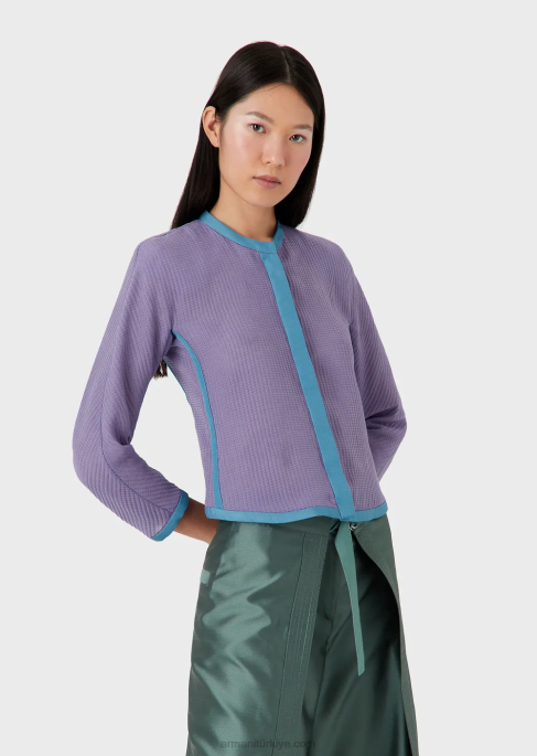 kadınlar Armani 3d waffle efektli pamuklu ceketT8HD2744