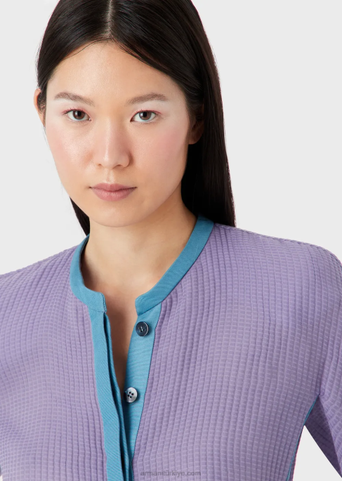 kadınlar Armani 3d waffle efektli pamuklu ceketT8HD2744