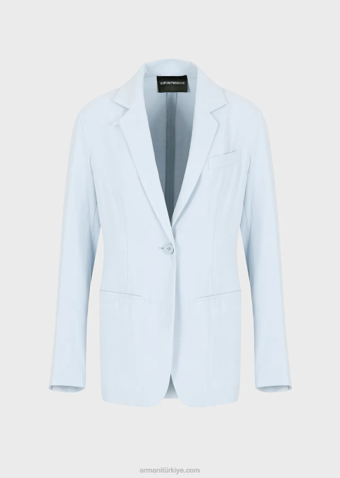kadınlar Armani akışkan gabardin tek sıra düğmeli ceket masmavi T8HD28