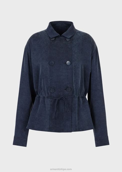 kadınlar Armani düğmeli ve büzgü bağlı yıkanmış cupro ceketT8HD2741