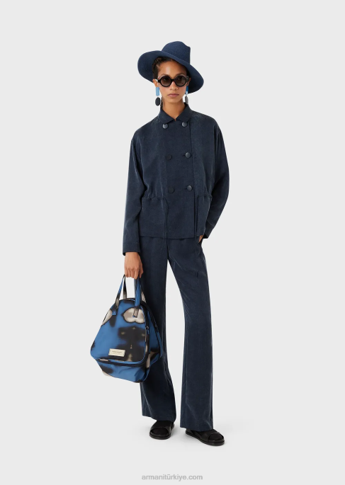 kadınlar Armani düğmeli ve büzgü bağlı yıkanmış cupro ceketT8HD2741