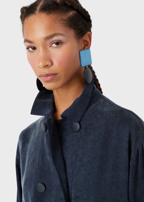 kadınlar Armani düğmeli ve büzgü bağlı yıkanmış cupro ceketT8HD2741