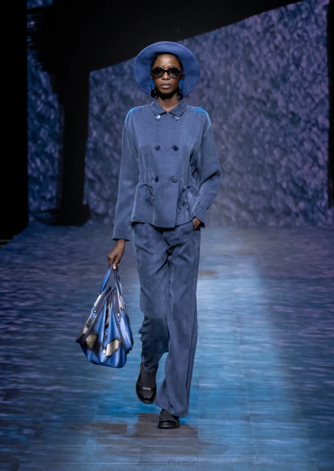 kadınlar Armani düğmeli ve büzgü bağlı yıkanmış cupro ceketT8HD2741