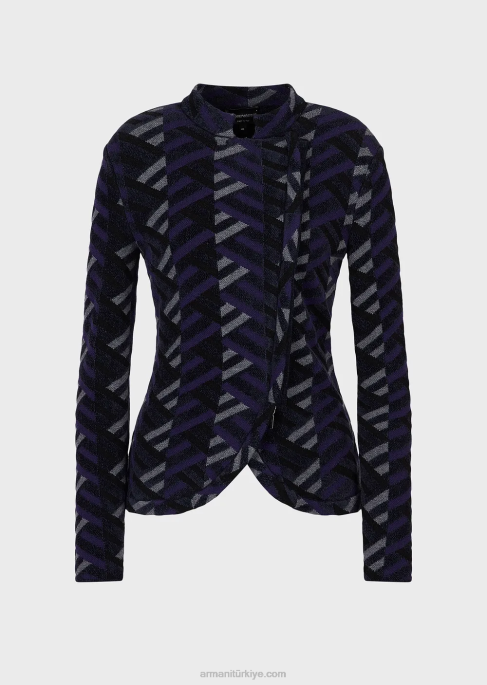 kadınlar Armani jakarlı örgü lale kenarlı hırka model T8HD56