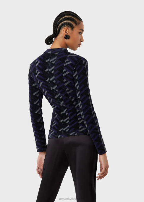 kadınlar Armani jakarlı örgü lale kenarlı hırka model T8HD56