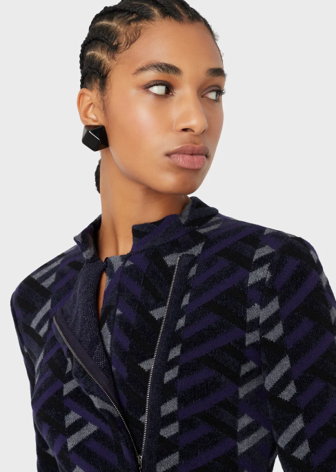 kadınlar Armani jakarlı örgü lale kenarlı hırka model T8HD56