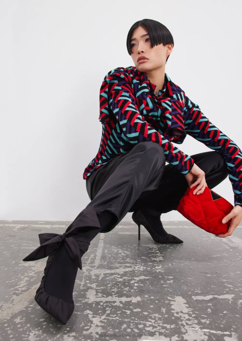 kadınlar Armani jakarlı örgü lale kenarlı hırka çok renkli T8HD57