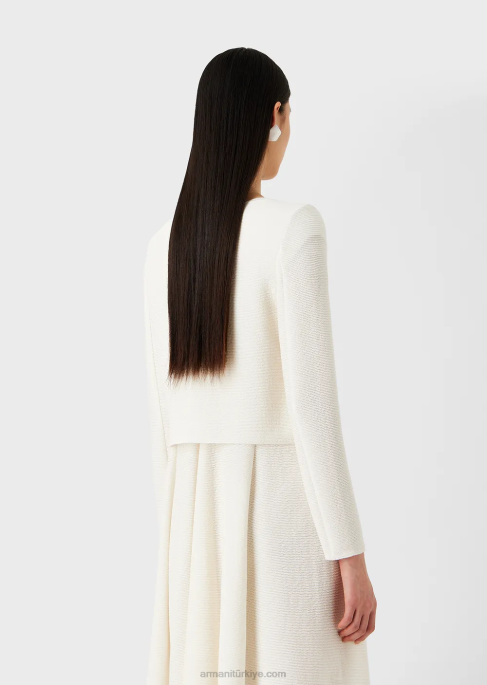 kadınlar Armani jarse fermuarlı bolero beyaz T8HD54