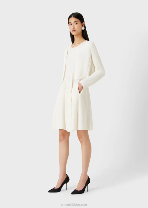 kadınlar Armani jarse fermuarlı bolero beyaz T8HD54