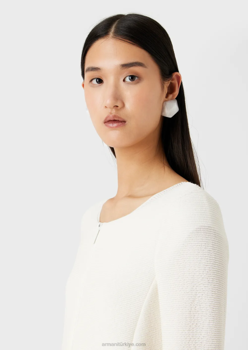 kadınlar Armani jarse fermuarlı bolero beyaz T8HD54
