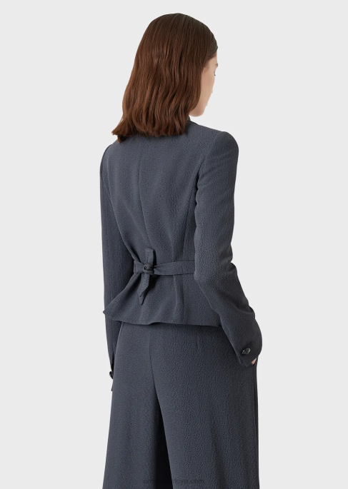 kadınlar Armani martingale ile suni galuchat kumaş ceket lacivert T8HD52