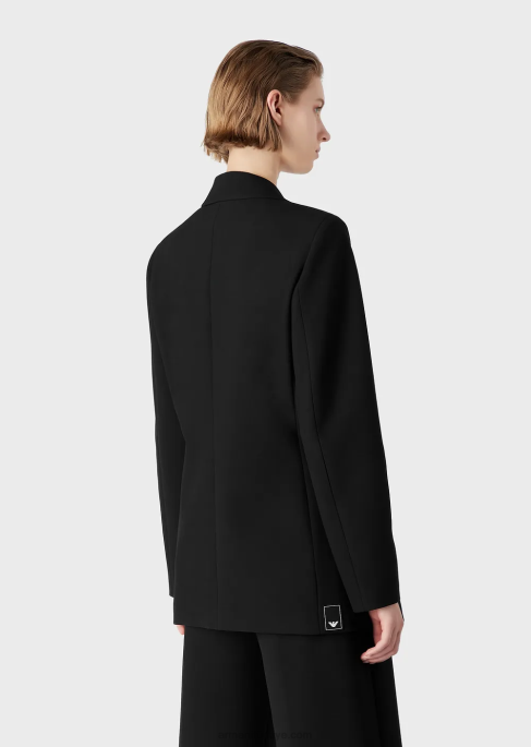 kadınlar Armani travel essentials geri dönüştürülmüş streç-cady blazer siyah T8HD43