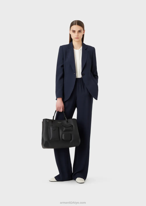 kadınlar Armani yırtmaçlı froisse viskon yaka ceketT8HD63