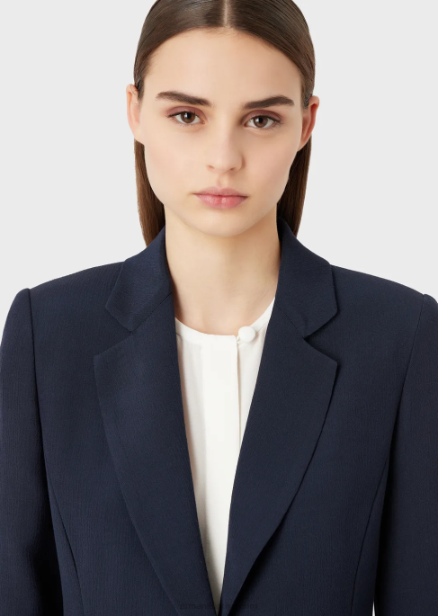 kadınlar Armani yırtmaçlı froisse viskon yaka ceketT8HD63