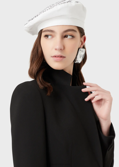 kadınlar Armani yakalı cady krep ceket siyah T8HD41