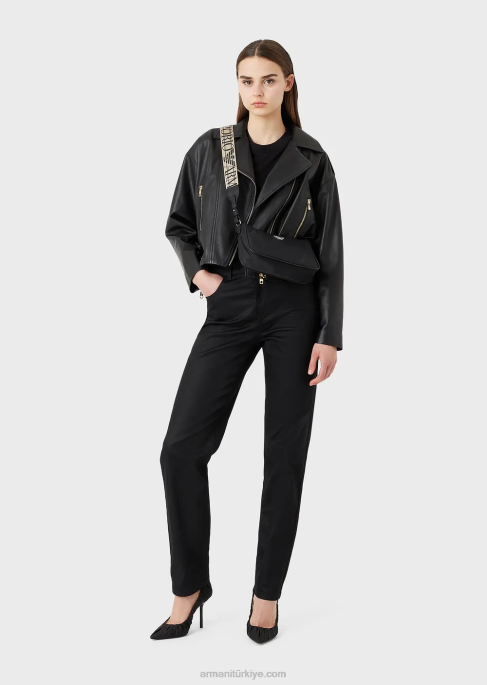 kadınlar Armani napa kuzu derisi motorcu ceketiT8HD231