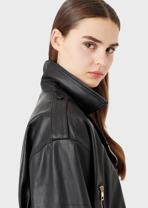 kadınlar Armani napa kuzu derisi motorcu ceketiT8HD231