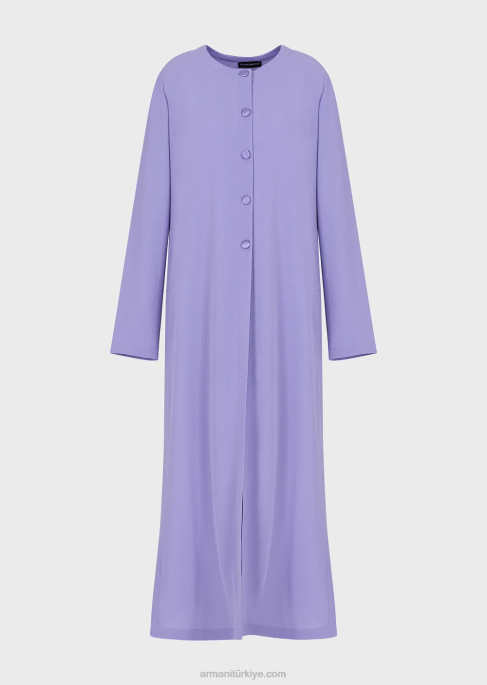 kadınlar Armani düğmeli ve yan yırtmaçlı granit kumaştan palto mor T8HD244