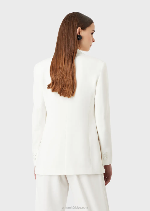 kadınlar Armani envers-saten şal yaka ceket beyaz T8HD415