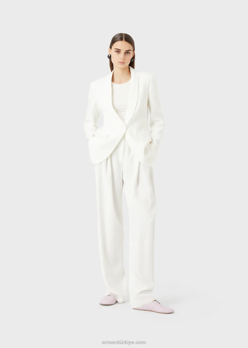 kadınlar Armani envers-saten şal yaka ceket beyaz T8HD415