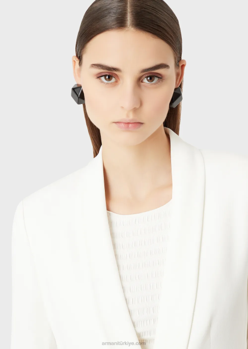 kadınlar Armani envers-saten şal yaka ceket beyaz T8HD415