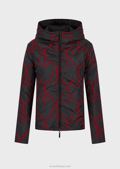 kadınlar Armani çift ​​taraflı kapitone kapüşonlu ceket siyah T8HD238