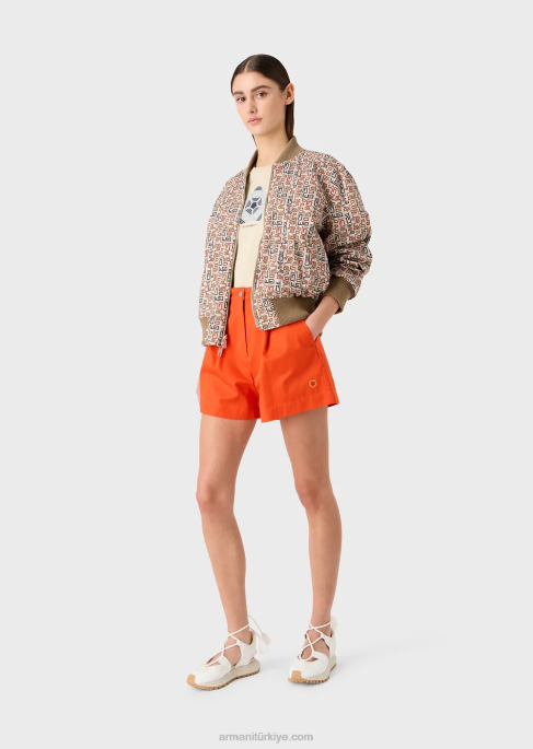 kadınlar Armani sürdürülebilir koleksiyon organik dimi çift taraflı bomber ceketT8HD252