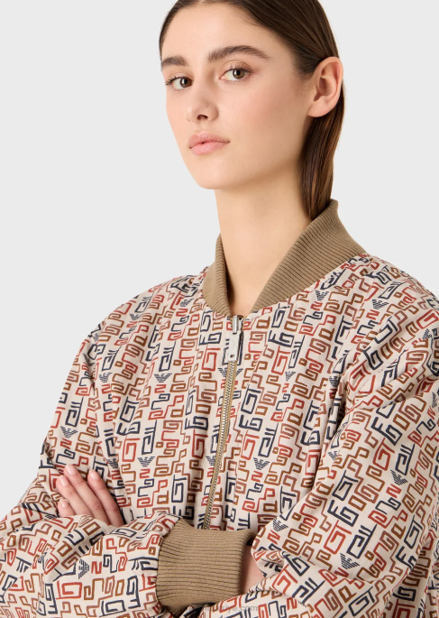 kadınlar Armani sürdürülebilir koleksiyon organik dimi çift taraflı bomber ceketT8HD252