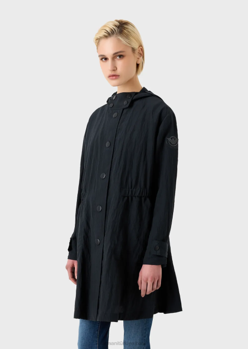 kadınlar Armani teknik cupro streç detaylı kapüşonlu trençkotT8HD237