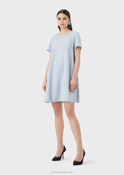 kadınlar Armani düğmeli teknik kareli kloş elbiseT8HD80