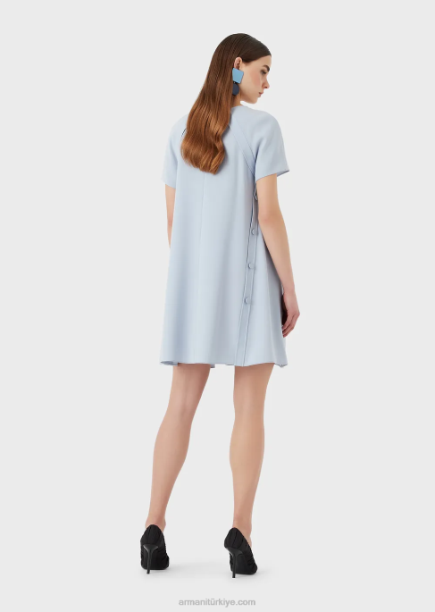 kadınlar Armani düğmeli teknik kareli kloş elbiseT8HD80