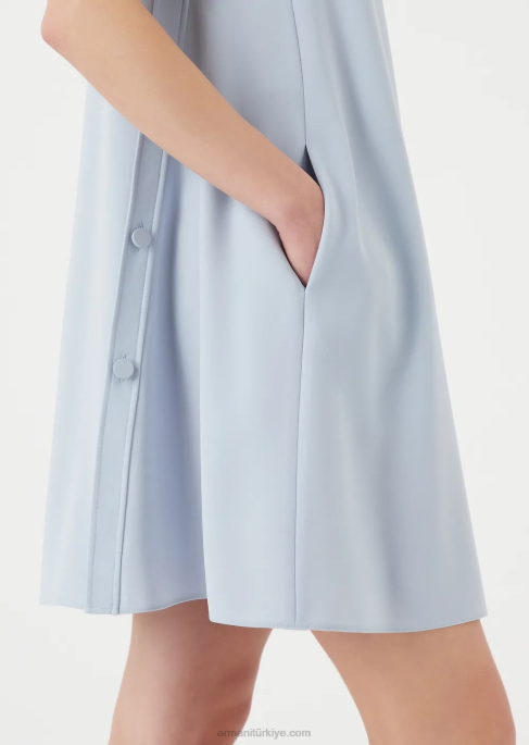 kadınlar Armani düğmeli teknik kareli kloş elbiseT8HD80