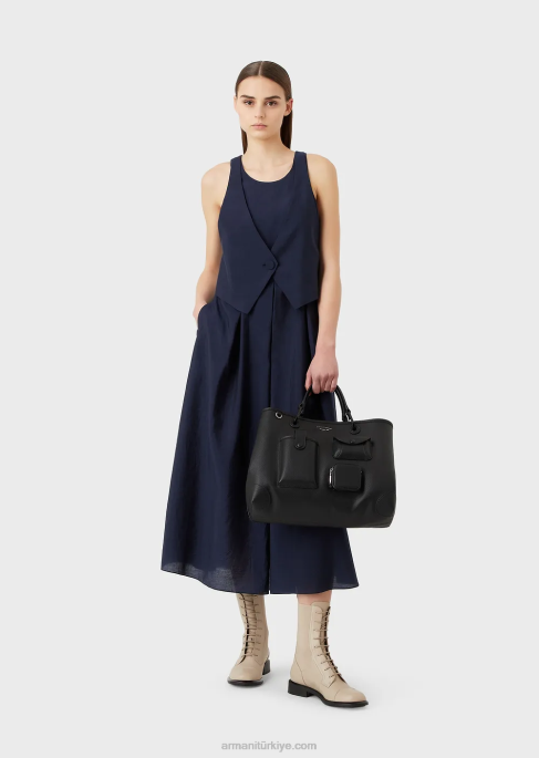 kadınlar Armani gode pileli teknik müslin efektli iki parçalı elbiseT8HD75