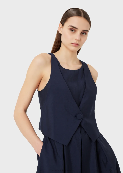 kadınlar Armani gode pileli teknik müslin efektli iki parçalı elbiseT8HD75