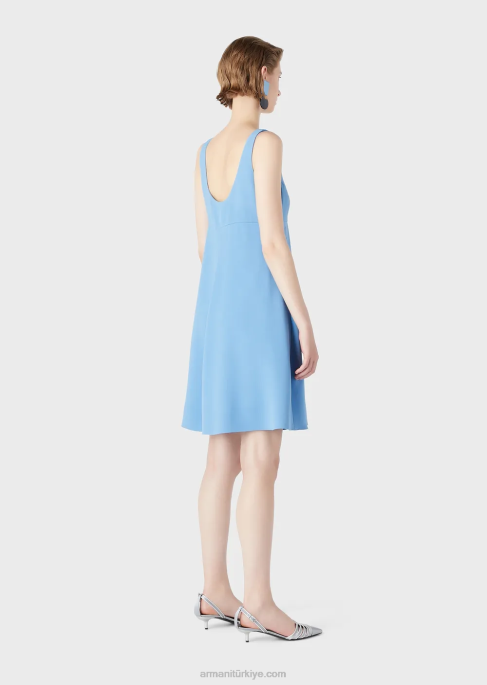 kadınlar Armani kolsuz, kloş cady krep elbiseT8HD83