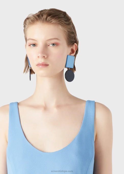 kadınlar Armani kolsuz, kloş cady krep elbiseT8HD83