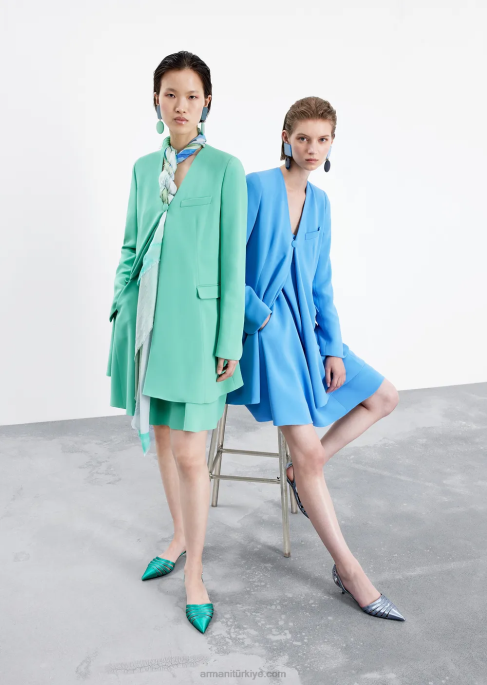 kadınlar Armani kolsuz, kloş cady krep elbiseT8HD83