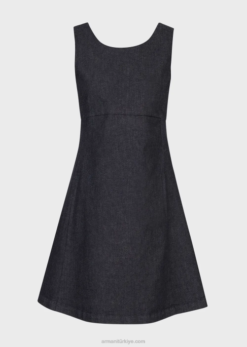 kadınlar Armani merserize denim kloş elbise kot T8HD86