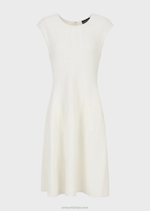 kadınlar Armani osmanlı efektli jarse kloş elbise beyaz T8HD109