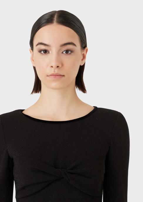 kadınlar Armani simli fiyonk detaylı kılıf elbise siyah T8HD117