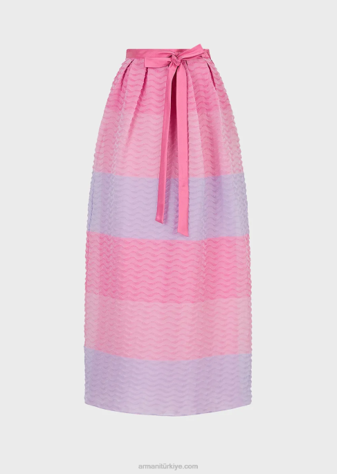 kadınlar Armani dalgalı pelerin motifli bayadere organze uzun etekT8HD341