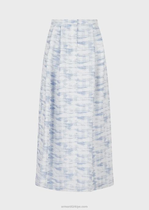 kadınlar Armani degrade jakarlı keten karışımlı uzun etek model T8HD330