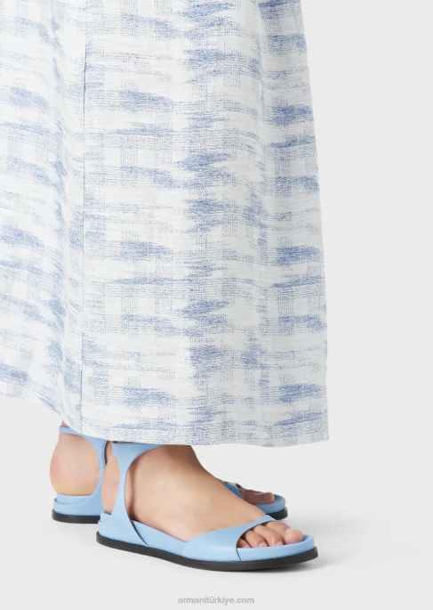 kadınlar Armani degrade jakarlı keten karışımlı uzun etek model T8HD330